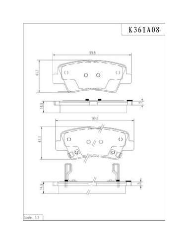Juego de pastillas de freno Tras. Nps K361A08 - K361A08 PASTILLAS DE FRENO TRASERO
