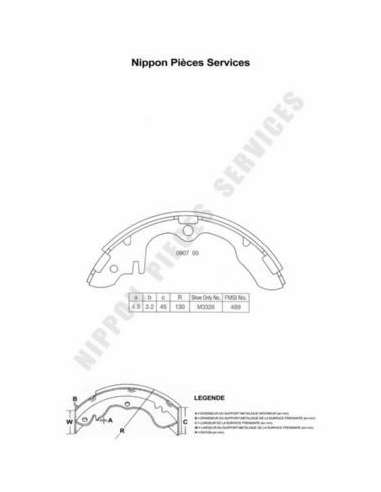 Juego de zapatas de frenos Tras. Nps M350A13 - M350A13 PATINES DE FRENO