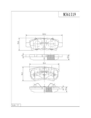 Juego de pastillas de freno Tras. Nps M361I19 - M361I19 PASTILLAS DE FRENO TRASERO