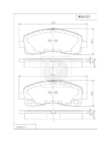 Juego de pastillas de freno Tras. Nps M361I23 - M361I23 PASTILLAS DE FRENO TRASERO