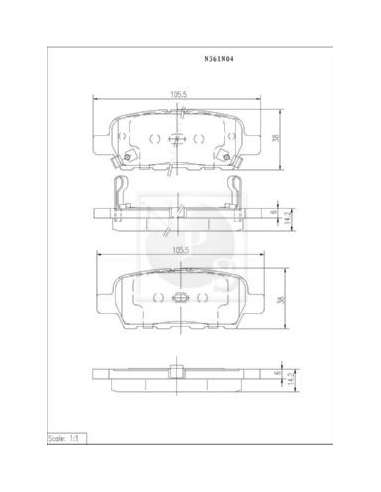 Juego de pastillas de freno Tras. Nps N361N04 - N361N04 PASTILLAS DE FRENO TRASERO