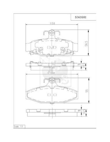 Juego de pastillas de freno Tras. Nps S361G01 - S361G01 PASTILLAS DE FRENO TRASERO
