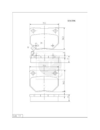Juego de pastillas de freno Tras. Nps S361U06 - S361U06 PASTILLAS DE FRENO TRASERO