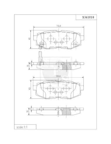 Juego de pastillas de freno Tras. Nps S361U10 - S361U10 NPS PASTILLASDEFRENODELANTE
