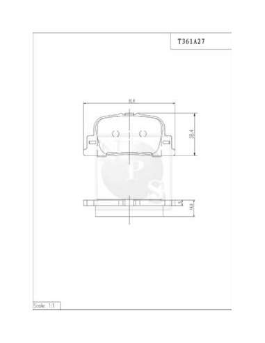 Juego de pastillas de freno Tras. Nps T361A27 - T361A27 PASTILLAS DE FRENO TRASERO