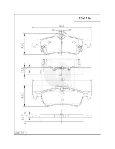 Juego de pastillas de freno Tras. Nps T361A36 - T361A36 PASTILLAS DE FRENO TRASERO