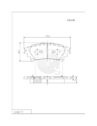 Juego de pastillas de freno Tras. Nps T361A38 - T361A38 PASTILLAS DE FRENO TRASERO