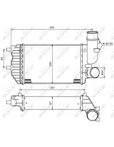 Radiador de aire de admisión Nrf 30066A - INTERCAMBIADOR DE AIRE TURISMO 95-