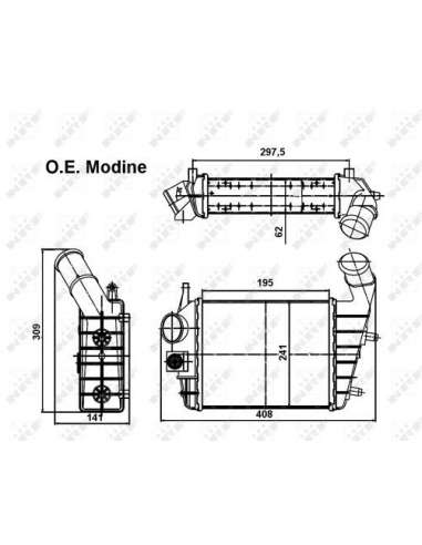 Radiador de aire de admisión Nrf 30123 - INTERCAMBIADOR DE AIRE TURISMO 6 97-