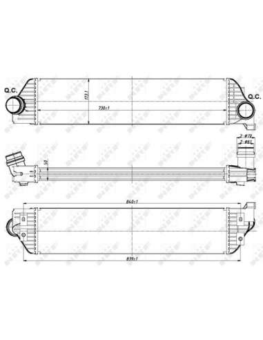 Radiador de aire de admisión Nrf 30358 - INTERCAMBIADOR DE AIRE TURISMO R T 10-02- EASY FIT