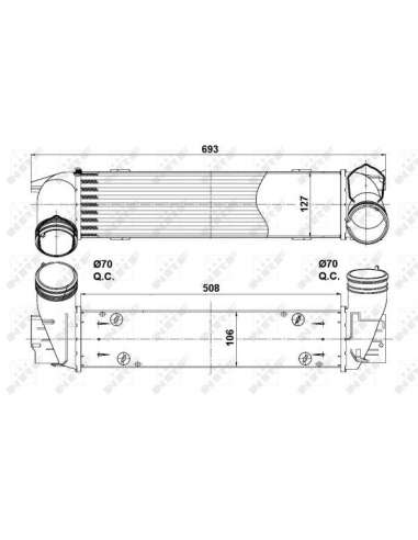 Radiador de aire de admisión Nrf 30386 - INTERCAMBIADOR DE AIRE TURISMO 25d 07/2012- EASY FIT