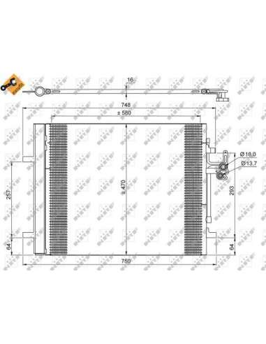 Condensador, aire acondicionado Nrf 35884 - CONDENSADOR TURISMO EASY FIT