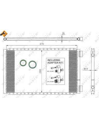 Condensador, aire acondicionado Nrf 35950 - CONDENSADOR UNIVERSAL 280xPF16 EASY FIT