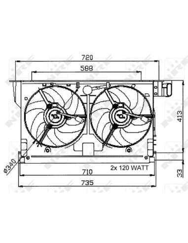 Ventilador, refrigeración del motor Nrf 47051 - VENTILADOR TURISMO