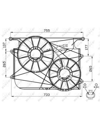 Ventilador, refrigeración del motor Nrf 47535 - VENTILADOR TURISMO