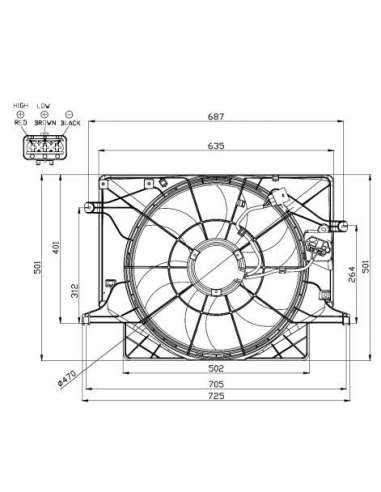 Ventilador, refrigeración del motor Nrf 47559 - VENTILADOR REFRIGERACION MOTOR