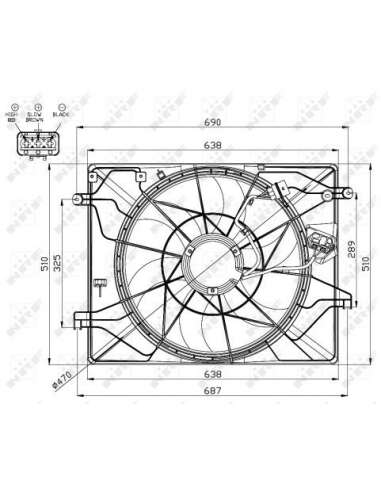 Ventilador, refrigeración del motor Nrf 47560 - VENTILADOR TURISMO