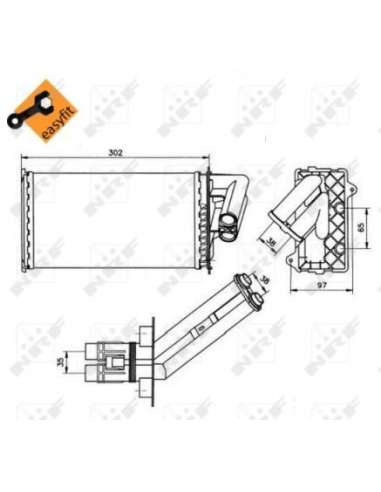 Radiador de calefacción Nrf 50577 - CALEFACTOR TURISMO NAULT Laguna 93- EASY FIT