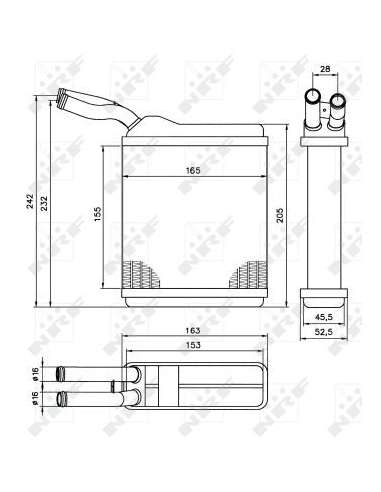 Radiador de calefacción Nrf 52134 - CALEFACTOR TURISMO EL VAUXHALL Frontera 91- EASY FIT