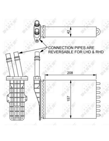 Radiador de calefacción Nrf 54245 - CALEFACTOR TURISMO NAULT Escpace 98-02 EASY FIT