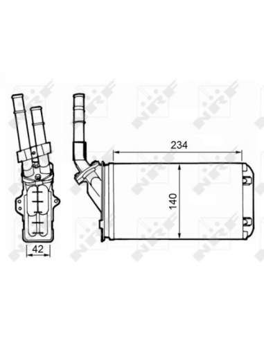 Radiador de calefacción Nrf 58643 - CALEFACTOR TURISMO TROEN AX 86- / PEUGEOT 106 91- EASY FIT