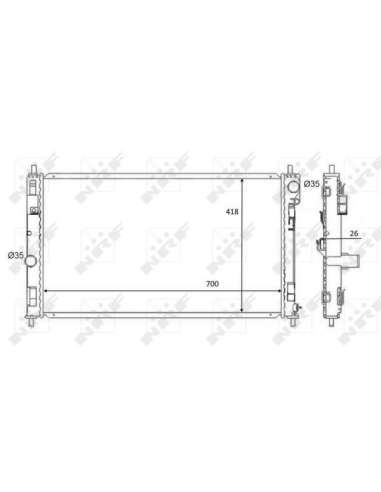Radiador, refrigeración del motor Nrf 59089 - RADIADOR ALU SOLDADO TURISMO Economy Class