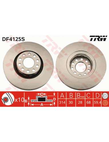 Disco de freno Trw DF4125S - TRW DISCO FRENO