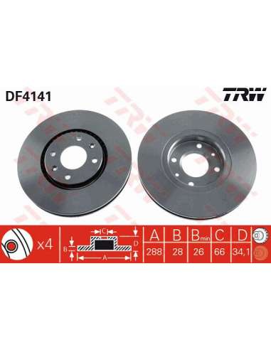 Disco de freno Trw DF4141 - TRW JGO DISCOS FRENO