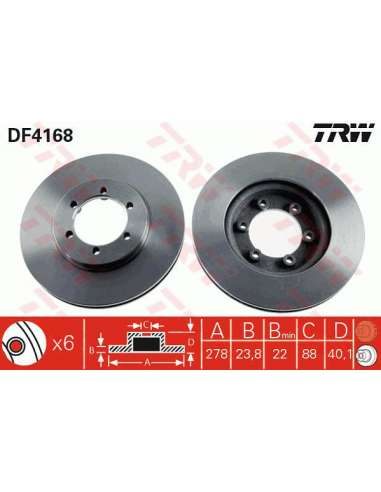 Disco de freno Trw DF4168 - TRW JGO DISCOS FRENO