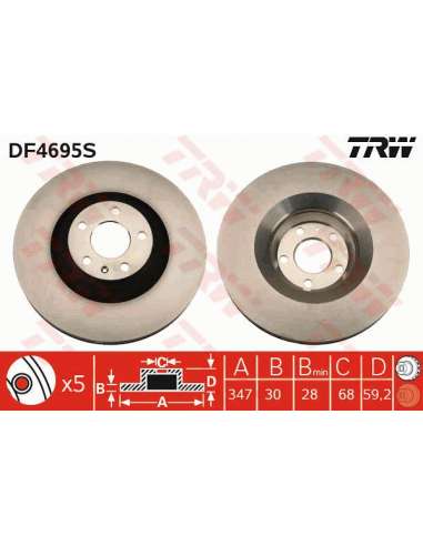 Disco de freno Trw DF4695S - TRW DISCO FRENO