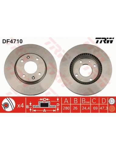 Disco de freno Trw DF4710 - TRW JGO DISCOS FRENO