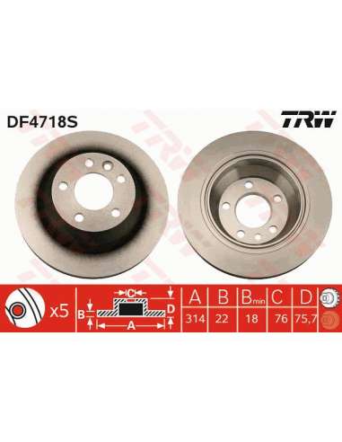 Disco de freno Trw DF4718S - TRW DISCO FRENO