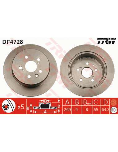 Disco de freno Trw DF4728 - TRW JGO DISCOS FRENO