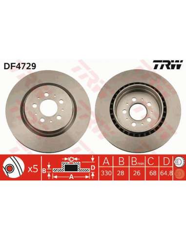 Disco de freno Trw DF4729 - JGO DISCOS DE FRENO O