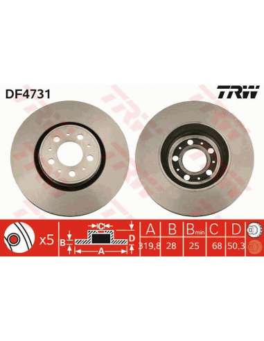 Disco de freno Trw DF4731 - TRW JGO DISCOS FRENO