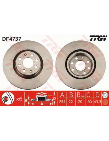 Disco de freno Trw DF4737 - TRW JGO DISCOS FRENO