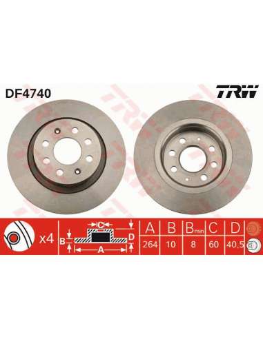 Disco de freno Trw DF4740 - TRW JGO DISCOS FRENO