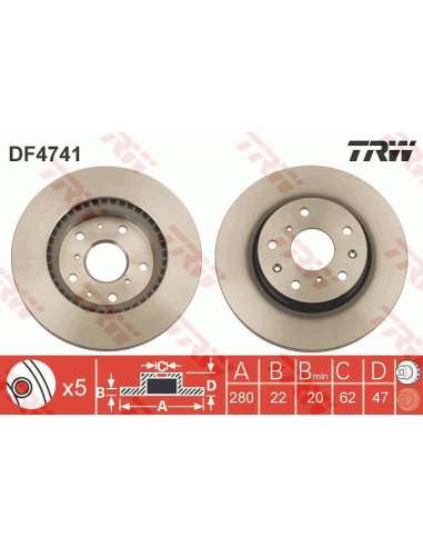 Disco de freno Trw DF4741 - TRW JGO DISCOS FRENO