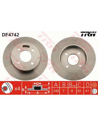 Disco de freno Trw DF4742 - TRW JGO DISCOS FRENO