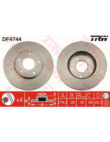 Disco de freno Trw DF4744 - JGO DISCOS DE FRENO O