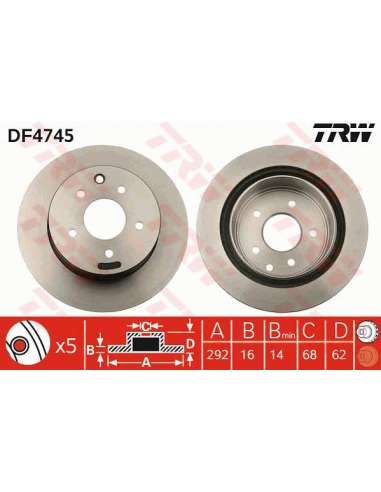 Disco de freno Trw DF4745 - TRW JGO DISCOS FRENO