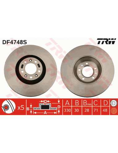 Disco de freno Trw DF4748S - TRW DISCO FRENO