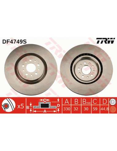 Disco de freno Trw DF4749S - TRW DISCO FRENO