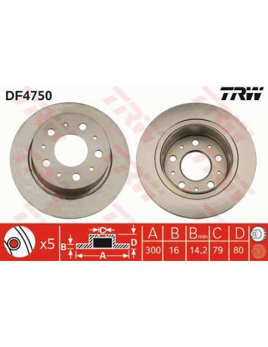 Disco de freno Trw DF4750 - TRW JGO DISCOS FRENO