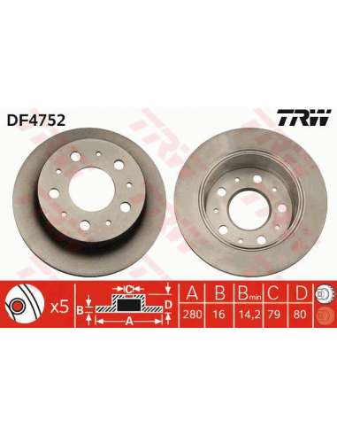 Disco de freno Trw DF4752 - TRW JGO DISCOS FRENO