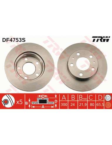 Disco de freno Trw DF4753S - DISCO DE FRENO