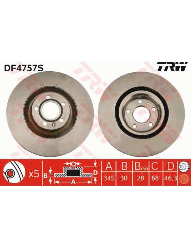 Disco de freno Trw DF4757S - TRW DISCO FRENO