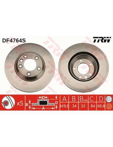 Disco de freno Trw DF4764S - TRW DISCO FRENO DEL. IZQUIE