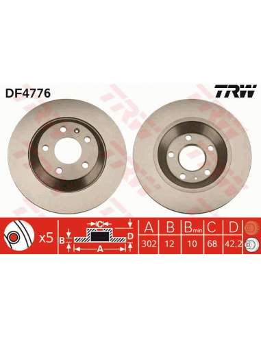 Disco de freno Trw DF4776 - TRW JGO DISCOS FRENO