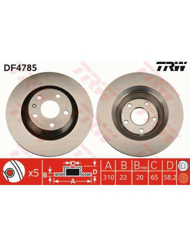 Disco de freno Trw DF4785 - TRW JGO DISCOS FRENO